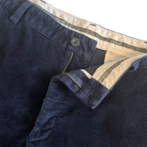 LL Bean Mens Classic Fit Corduroy Pants Size 38x29 READ Preppy Navy Blue Stretch